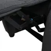 A close-up view of the reclining mechanism of a dark gray armchair. Produktbild-Vorschau