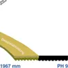 A close-up view of a ribbed belt, showing its teeth and a portion of its curved surface. Text overlays indicate it's a sample image and provide measurements. Produktbild-Vorschau