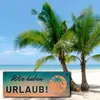 Wir haben Urlaub Metallschild mit Sonnenaufgang und Palmen Produktbild-Vorschau 5