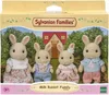 A product box for Sylvanian Families Milk Rabbit Family toy set, featuring the toy figures in front of a house and garden scene. Podgląd zdjęcia produktu