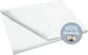 A white bedsheet is folded and displayed on a white background. Produktbild-Vorschau