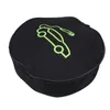 A black circular bag with a green outline of an electric car and charging plug. Podgląd zdjęcia produktu