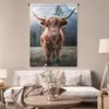MuchoWow® Wandteppich Wandbehang Schottisches Hochlandrind Produktbild-Vorschau 5