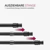 Three black telescopic rods are shown at different lengths, with arrows indicating extension. Produktbild-Vorschau