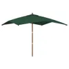 A green patio umbrella with a wooden pole against a white background. Náhled obrázku produktu