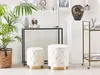 BELIANI Pouf 2er Set Cremeweiß Samtstoff Gesteppt mit Produktbild-Vorschau 2