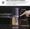 A close-up of a vacuum cleaner's dustbin with a hand pressing a button, illustrating its compression technology. Anteprima dell’immagine prodotto