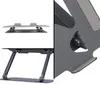 A collage of images showing a laptop stand from different angles, including a close-up of its adjustable mechanism. Podgląd zdjęcia produktu