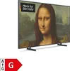 A Samsung television displaying the Mona Lisa painting, with an energy efficiency label in the bottom left corner. Produktbild-Vorschau
