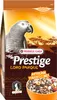 A bag of bird food with an image of an African Grey parrot and a bowl of birdseed. Produktbild-Vorschau