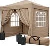 Faltpavillon 2 x 2 m Braunbeige mit 4 Fußgewichten, 4 Produktbild-Vorschau 1