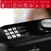 Close-up of a black kitchen appliance with a digital display and control knob. Voir les images du produit