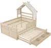 Hausbett 140 x 200 cm mit Ausziehbett, 3 großen Schubladen Produktbild-Vorschau 13