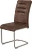 A brown faux leather cantilever chair against a white background. Podgląd zdjęcia produktu