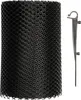 A roll of black mesh gutter guard with a plastic stake clip. Podgląd zdjęcia produktu