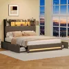Lit tapissier INONEFT 140x200 cm avec LED et USB, lit Voir les images du produit 7