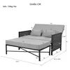 A diagram of a garden sofa with dimensions labeled. Podgląd zdjęcia produktu