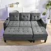 Merax L-Form Schlafsofa mit LED-Beleuchtung, modulares Produktbild-Vorschau 4