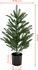 A small artificial Christmas tree in a black pot, with dimensions indicated by orange lines and text. Produktbild-Vorschau