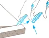 Hands using a utility knife to cut a piece of material. Voir les images du produit