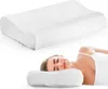 A pillow is shown above a woman sleeping on a similar pillow. Produktbild-Vorschau