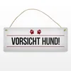 Vorsicht Hund! Metallschild mit Pfoten Motiv in rot Warnung Produktbild-Vorschau 2