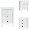 Three white nightstands are displayed against a white background. Podgląd zdjęcia produktu