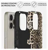 A close-up, angled view of a phone case, showing its layered construction and leopard print design. Anteprima dell’immagine prodotto