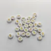 Buchstaben Perlen, 30 Stück, 4x7 mm, gold mit weiß, rund, Produktbild-Vorschau 2