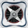 A close-up view of the blades inside a blender container. Voir les images du produit