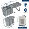 Diagrams and measurements of a pull-out kitchen trash can system. Voir les images du produit
