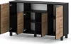 STIV Möbel | Commode 140x35x80 cm Noir Mat / Chêne Wotan | Voir les images du produit 2