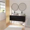 Meuble double vasque SORRENTO suspendu avec plan effet bois Voir les images du produit 5