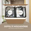 HOMCOM Bambusový koš na bielizeň s vekom, 2 priehradky, 100 Náhľad obrázku produktu 4