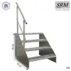 A galvanized steel staircase with four steps and a handrail, shown against a white background with dimensions indicated. Náhled obrázku produktu