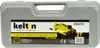 The image shows the packaging of a hydraulic car jack. Voir les images du produit