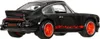 A black toy car with red accents and orange wheels, shown from a rear-side angle. Produktbild-Vorschau