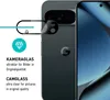 A close-up marketing image showing a phone's camera lens protector and a phone screen. Produktbild-Vorschau
