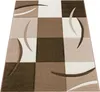 A rug with a checkered pattern and curved lines, displayed from a diagonal angle on a white background. Anteprima dell’immagine prodotto