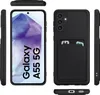 Multiple views of a black smartphone case with a card slot, shown from different angles. Produktbild-Vorschau