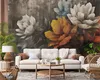 Muralo Vlies Fototapete bunte BLUMEN Blätter Beton Retro Produktbild-Vorschau 7