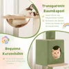 A collage of images showcasing a cat tree with different features, including a transparent capsule and a cozy den. Anteprima dell’immagine prodotto