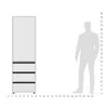 A wardrobe next to a silhouette of a person, with a ruler for scale. Produktbild-Vorschau