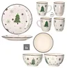 18pcs Set petit déjeuner Sapin de Noël Faïence 6 personnes Voir les images du produit 4