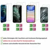 A collage of iPhone screen protectors and cleaning kits, with accompanying text describing product features and shipping. Produktbild-Vorschau