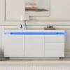 A white sideboard with blue LED lighting is displayed in a room with a painting on the wall. Anteprima dell’immagine prodotto