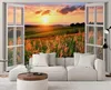 Murale finestra con vista sul prato tramonto carta da Anteprima dell’immagine prodotto 2