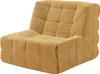 A yellow upholstered floor chair with a tufted design is shown against a white background. Náhled obrázku produktu