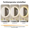 Three images of a round LED mirror in a bathroom setting, showing different light color temperatures. Anteprima dell’immagine prodotto