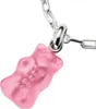 A close-up of a pink gummy bear charm attached to a silver chain. Anteprima dell’immagine prodotto